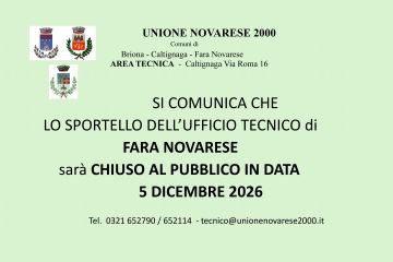Avviso CHIUSURA Ufficio Tecnico in data 5 GENNAIO 2026